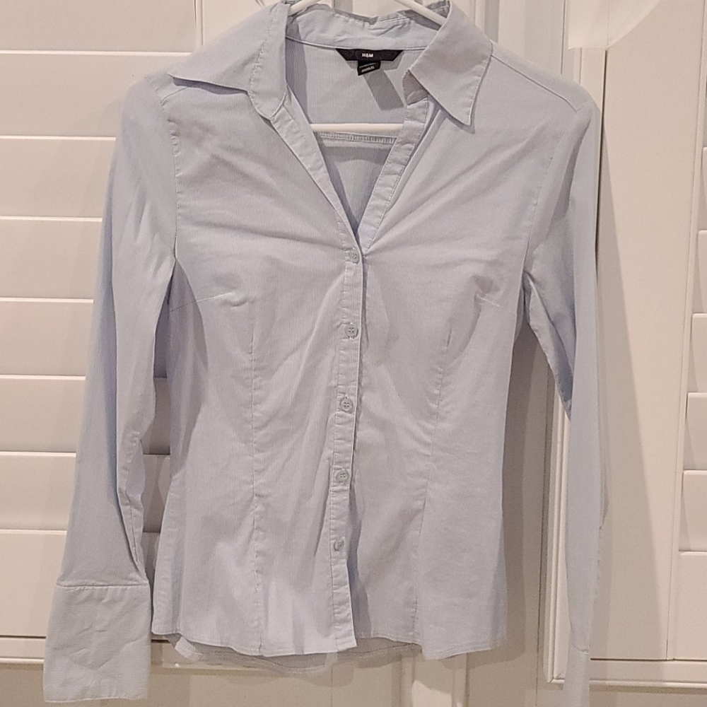 EUC H&M Striped Long Sleeve Dress Shirt Size 4